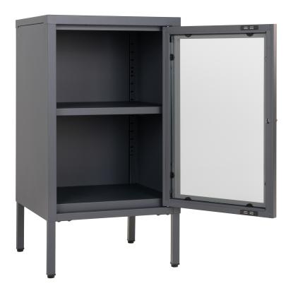 Skab, grå med glaslåge