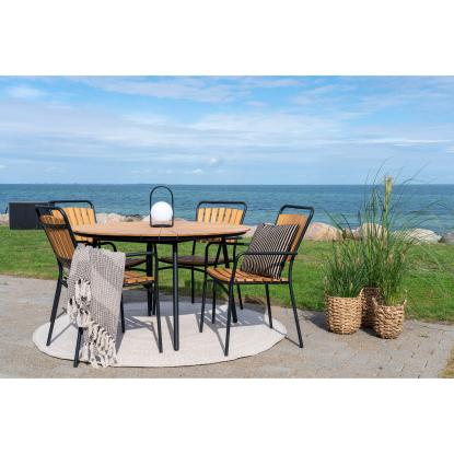 Spisebordsstol, teak med sort stel