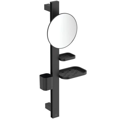Ideal Standard Alu+ spejl med hylder, mat sort, Ø20,5 cm