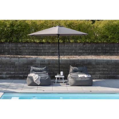 Venture Design Leeds parasol, sort/grå, Ø300 cm