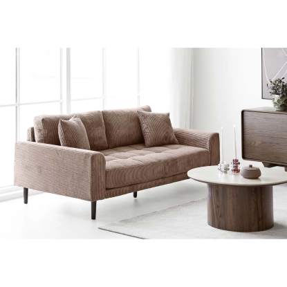 Lido 2,5 personers sofa med to puder, fløjl, brun