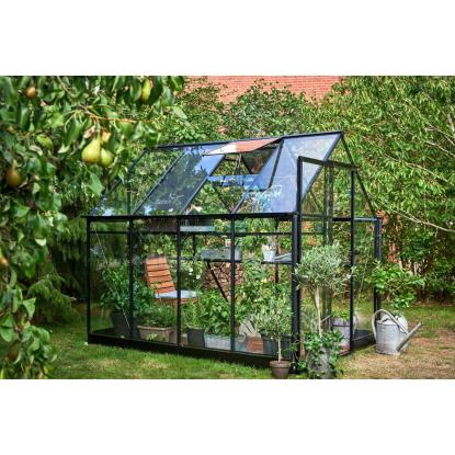 Halls Qube 68 drivhus 5,1 m², sort, 3 mm hærdet glas