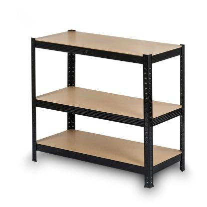 Reol med 5 hylder, metal, sort, 150 x 75 x 30 cm