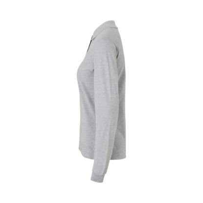 ID 0545 poloshirt med stretch, langærmet, dame, grå melange