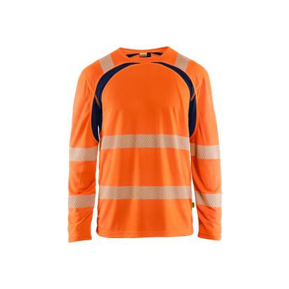 Blåkläder 3599 high vis t-shirt lang ærme, hi-vis orange/marineblå