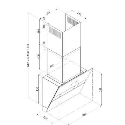 Silverline SL3390 Hisar væghængt emhætte, hvid, 90 cm