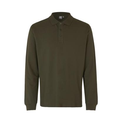 ID 0544 langærmet polishirt med stretch, oliven