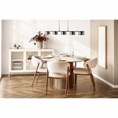 Cholet LED pendel med 5 lys, 125 cm, sort/klar