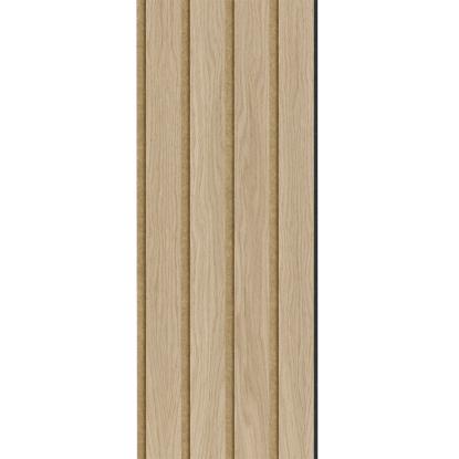 I-Wood Medio+ 4-lamel akustikpanel, hvid olieret, brun filt og sort kerne, egefiner, 17 x 300 mm