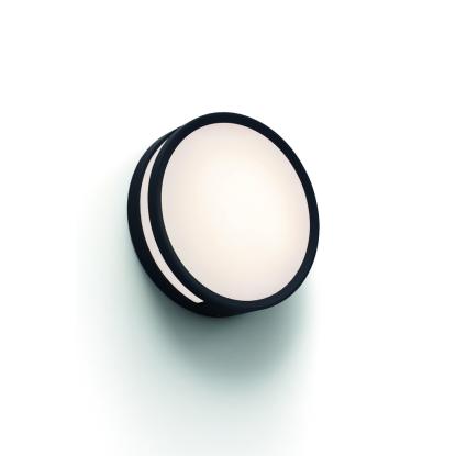 LUTEC ROLA udendørs LED væglampe, Ø18,3 cm, IP54, sort