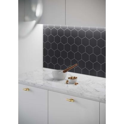 Fibo Kitchen Board vægplade med hexagon fliselook, 10 x 600 x 580 mm, black silk - 2 stk.