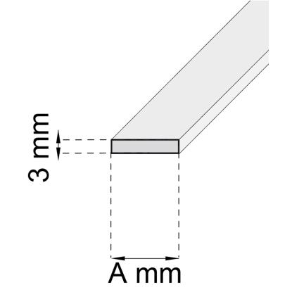 Habo B03 flad profil, aluminium, 25 x 3 x 1000 mm