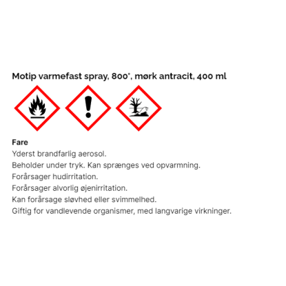 Motip varmefast spray, 800°, 400 ml - mørk antracit