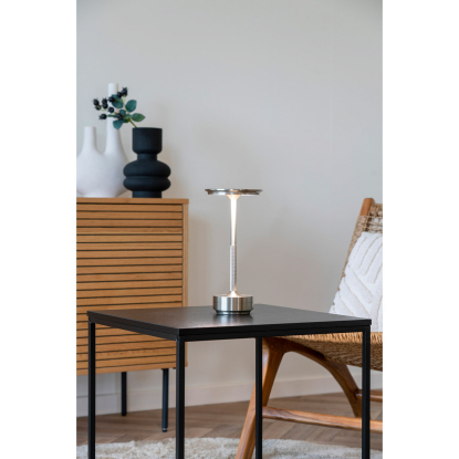 Lyneham LED bordlampe, genopladelig, H28,5 cm, sølv