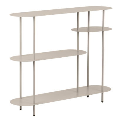 Rieti reol med fire hylder, metal, sand, 97 x 118 x 31 cm