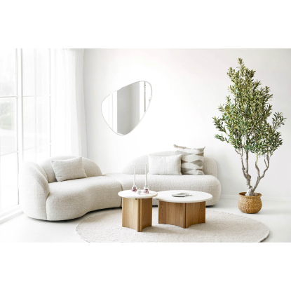 Bela håndvævet tæppe, beige, Ø240 cm