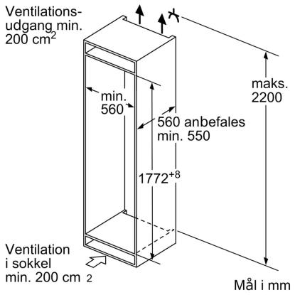 Siemens iQ500 integrerbart kølefryseskab KI86SAFE0, 192 + 74 liter