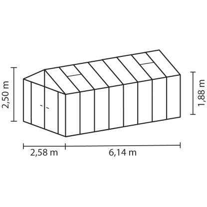 Vitavia Poseidon 15700 drivhus, sort, 3 mm hærdet glas + 10 mm polytag