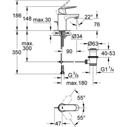 GROHE Eurosmart Cosmopolitan S håndvaskarmatur med bundventil, krom