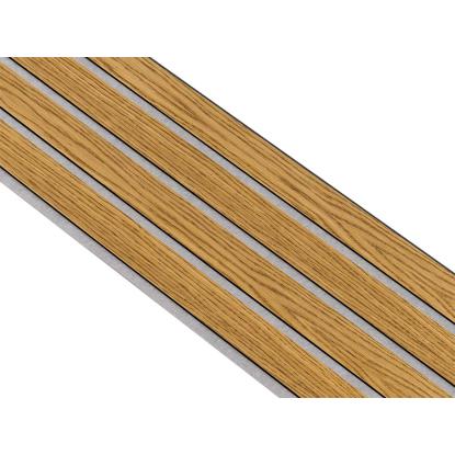 I-Wood Basic 4-lamel akustikpanel, brun olieret, grå filt og sort kerne, egefiner, 17 x 300 mm 