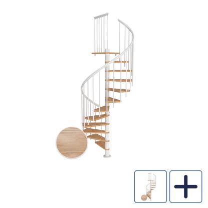 DOLLE Montreal CLASSIC 3 spindeltrappe, Ø140 cm, hvid/egetræsfiner