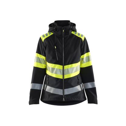 Blåkläder 4404 dame high vis softshell jakke, sort/hi-vis gul