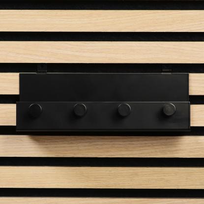 Millex hylde til akustikpanel, 4 knager, 21,5 cm, sort