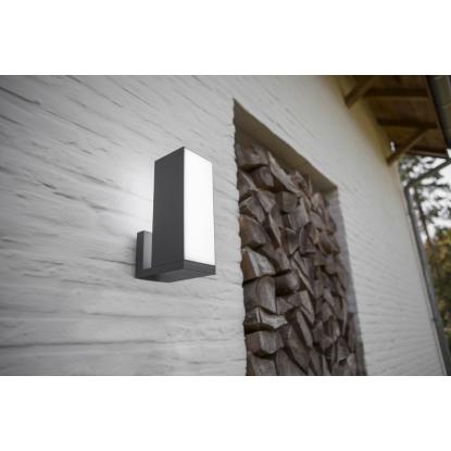 LUTEC connect CUBA udendørs LED væglampe, L25,6 cm, IP54, mørk grå