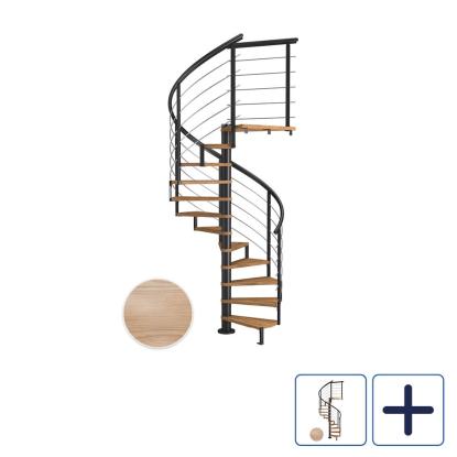 DOLLE Montreal DESIGN spindeltrappe, Ø140 cm, sort/egetræsfiner