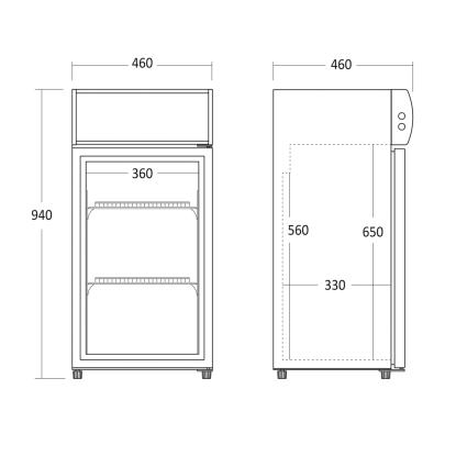 Scandomestic SC 81 BE displaykøleskab, 60 liter