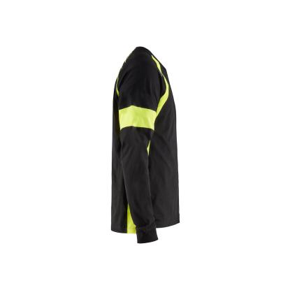 Blåkläder 3520 t-shirt lang ærme, sort/hi-vis gul