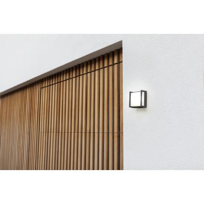 LUTEC QUBO udendørs LED væglampe, H14 cm, IP54, mørk grå