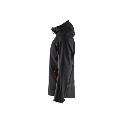 Blåkläder 4753 softshell jakke med hætte, sort/rød