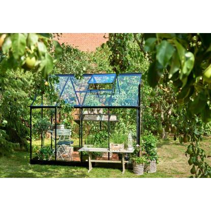 Halls Qube 68 drivhus 5,1 m², sort, 3 mm hærdet glas