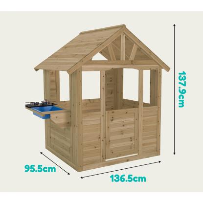 Zwerkules Cubby legehus med køkkentilbehør, træ, 138 x 137 x 96 cm