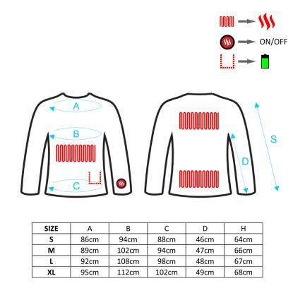 Glovii sweatshirt med 3 varmetrin, GJ1G, 2600 mAh batteri, grå
