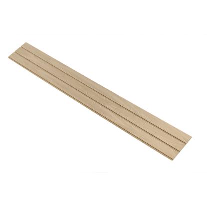I-Wood Medio+ 3-lamel akustikpanel, hvid olieret, brun filt og lys kerne, egefiner, 16 x 300 mm