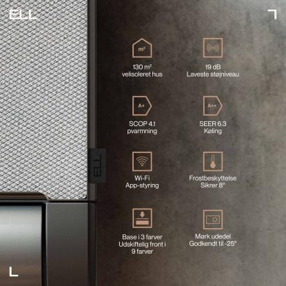 ELL Front Boost luft-til-luft varmepumpe med Wi-Fi, 5,28 kW, silver, 130 m²