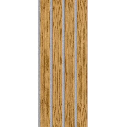 I-Wood Medio+ 4-lamel akustikpanel, brun olieret, grå filt og lys kerne, egefiner, 16 x 300 mm