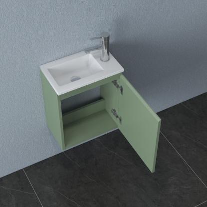 Nortiq Pisa One-Box badmøbel med vask og spejl, støvet grøn, 40,2 cm