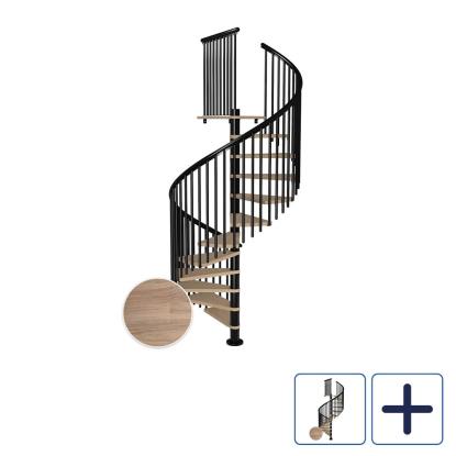 DOLLE Montreal CLASSIC 5 spindeltrappe, Ø160 cm, sort/hvidolieret eg