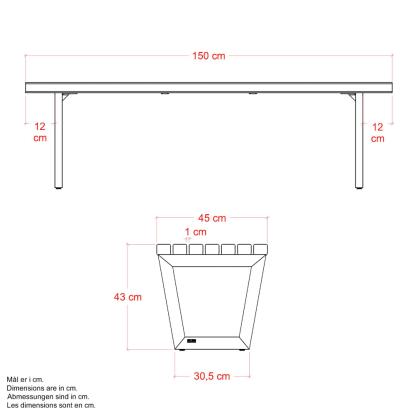 PLUS Siesta Living bænk/bord, sort, 150 cm