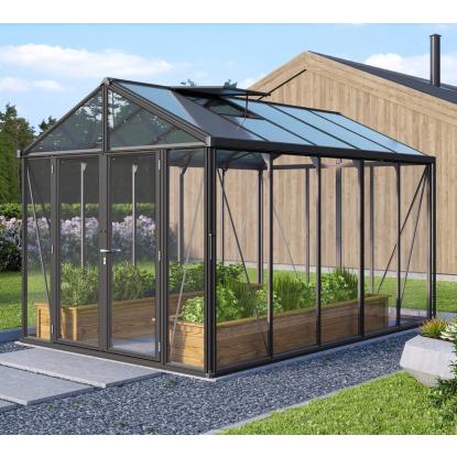 Vitavia Poseidon 10000 drivhus, sort, 10 m², 3 mm hærdet glas + 10 mm polytag