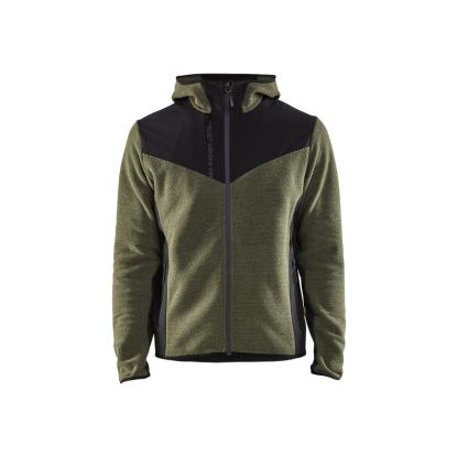 Blåkläder 5940 strikket jakke med softshell, efterårsgrøn/sort