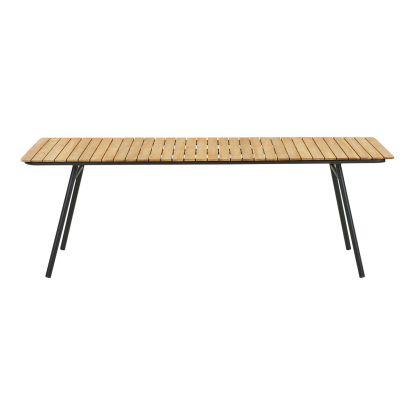 Cleveland havebord med sorte ben, teak, 90 x 220 cm