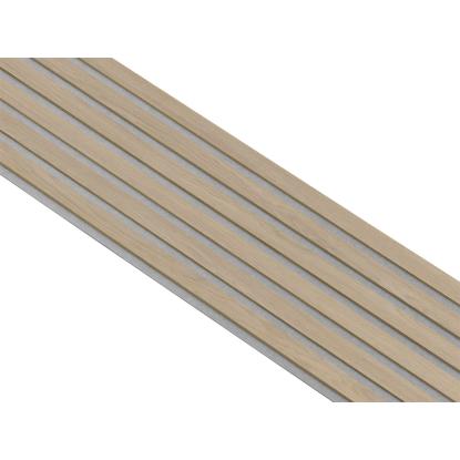 I-Wood Basic Original akustikpanel, hvid olieret, grå filt og lys kerne, egefiner, 16 x 300 mm 