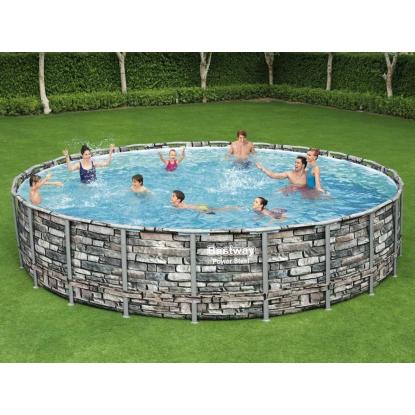 Bestway Power Steel pool sæt med filterpumpe, sten-look, Ø671 x 132 cm