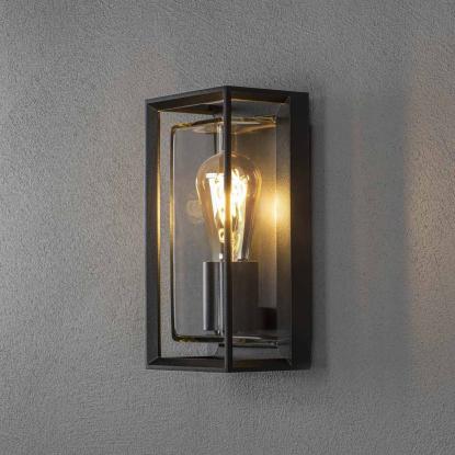Konstsmide Brindisi væglampe med sensor, IP54, 26 x 13 cm, sort
