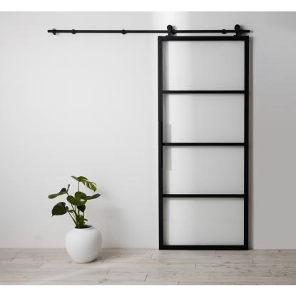 Habo Style skydedørsbeslag, top, sort