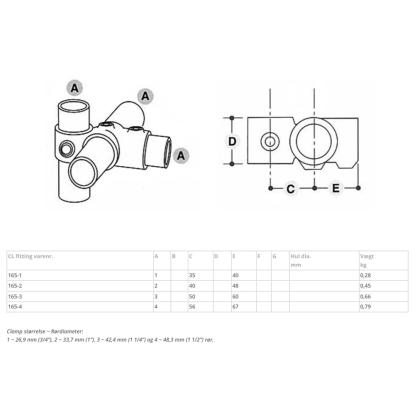 Clarrods Clamps CL165 overkryds med kort T-stykke